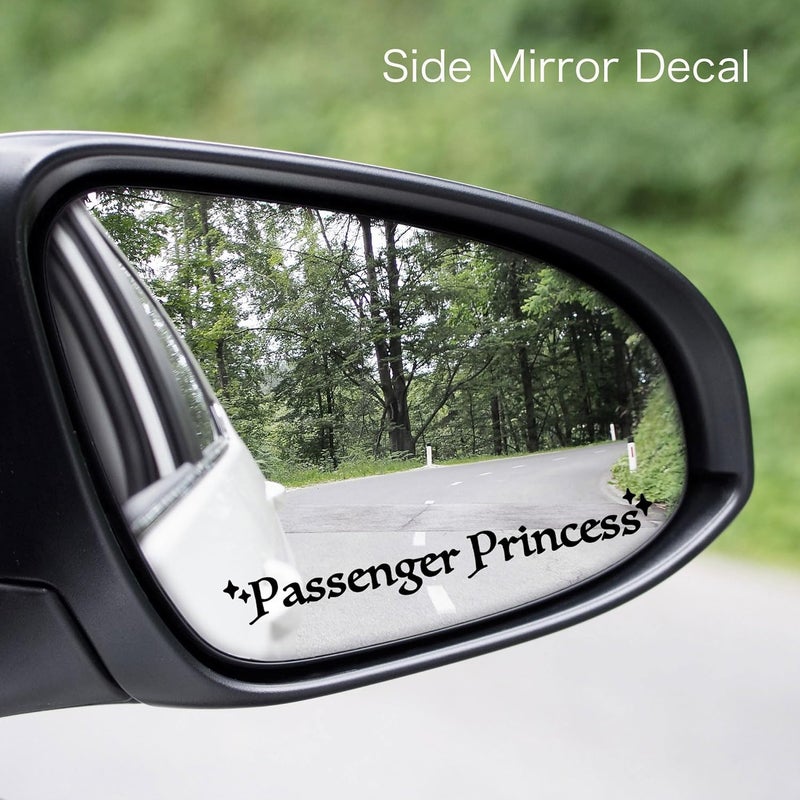 CYLDGNS 3 x Car Rear Mirror Vinyl Decal Stickers Decor Cute Car Laptop Sticker Aesthetic Car Positive Affirmation Decal Car Rearview for Women Gift for Her (Black, Passenger Princess) - Image 4